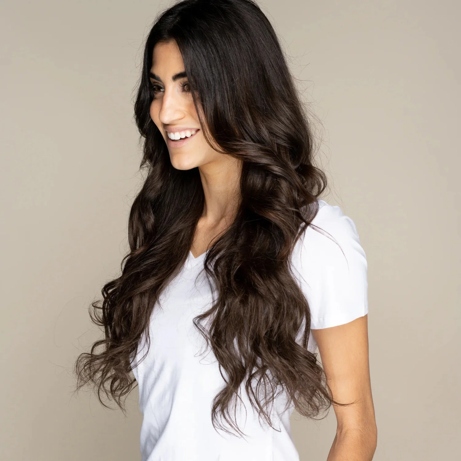 Dark Brown 20 inch extensions, side view